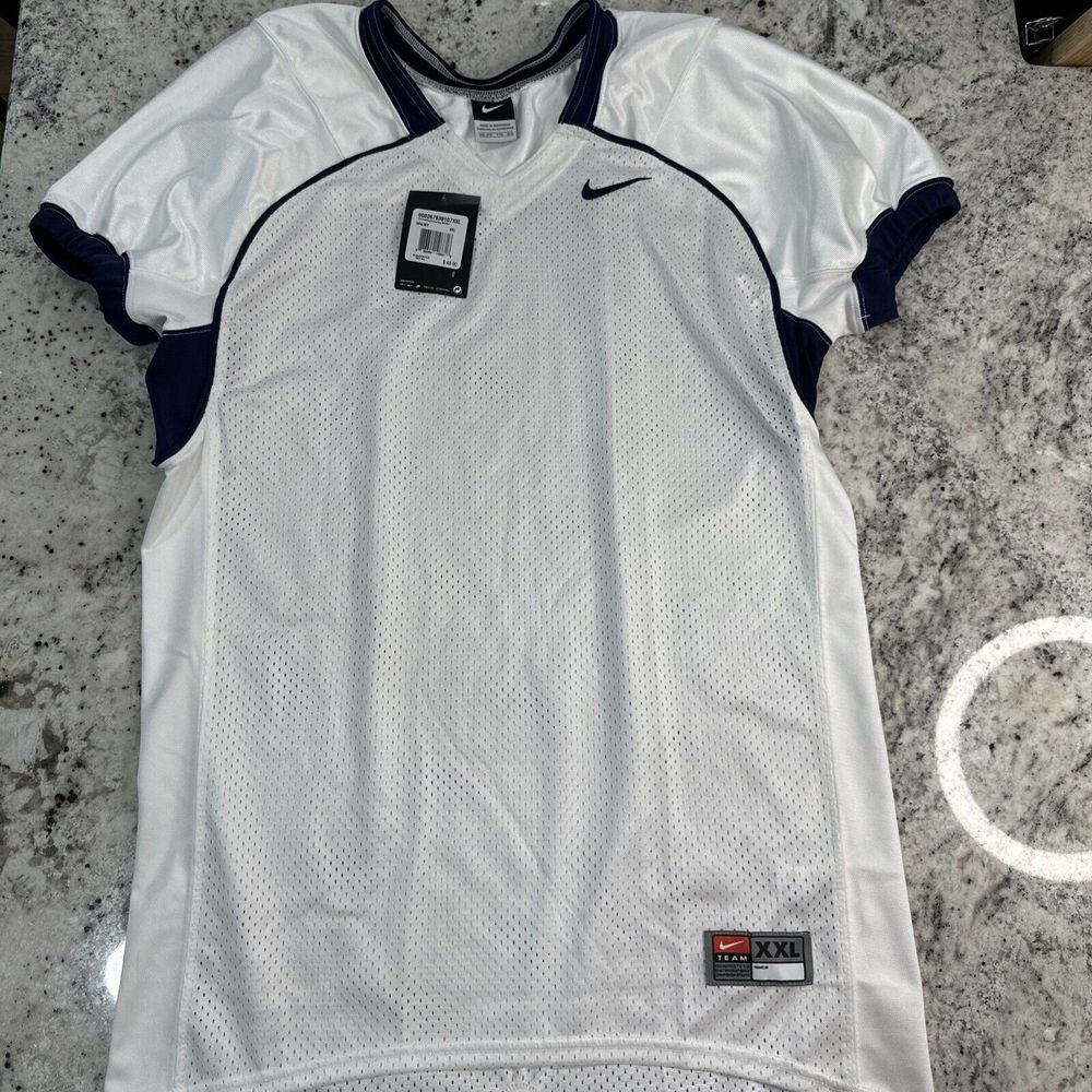 Nike Crack Back Mesh Football Practice Jersey Men's XXL White Blue Y #442441 NWT
